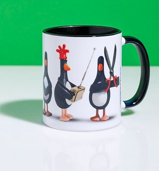 Wallace & Gromit Feathers McGraw Line Up Mug With Black Handle Wallace & Gromit Feathers McGraw Line Up Mug With Black Handle