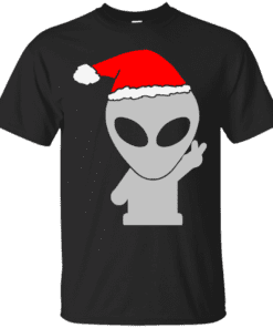 Alien Wearing Santa Hat Cotton T-Shirt