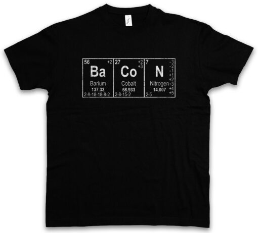 Ba Co N I Bacon Addicted Love Nitrogen Fun Master Chemistry Scientist T Shirt