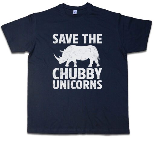 Bridging The Chubby Rhino Unicorns Rainbow Colors Fun Fairy Tale T Shirt