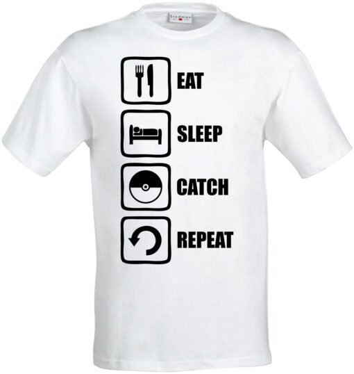 Cach Eat Sleep Repeat Inspired Pokeball Pokemon Theme Design Men T Shirt