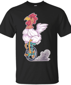 Cartoon Chicken Unicycle Cotton T-Shirt