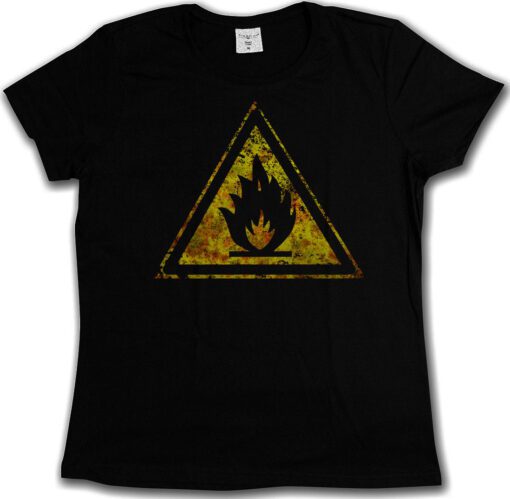 Caution Flammable Vintage Logo Sign - Fire Detection Chemistry Teachers T Shirt