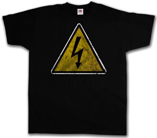 Caution High Voltage Vintage Logo Sign - Ac / Dc Power Warning T Shirt