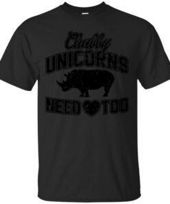 Chubby Unicorns Black Cotton T-Shirt