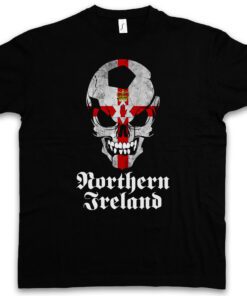 Classical Northern Ireland Irish Football Soccer Skull Flag - Hooligan Fan T Shirt
