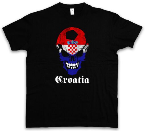 Croatia Football Skull Flag - Fußball Fan Hooligan Flag Croatia T Shirt