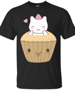 Cute and Kawaii Cat Cupcake Cotton T-Shirt