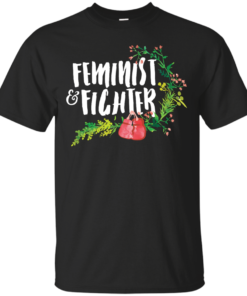 Feminist Fighter white text Cotton T-Shirt