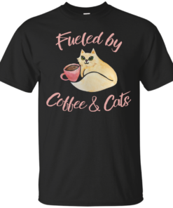 Fueled by Coffee and Cats Cotton T-Shirt