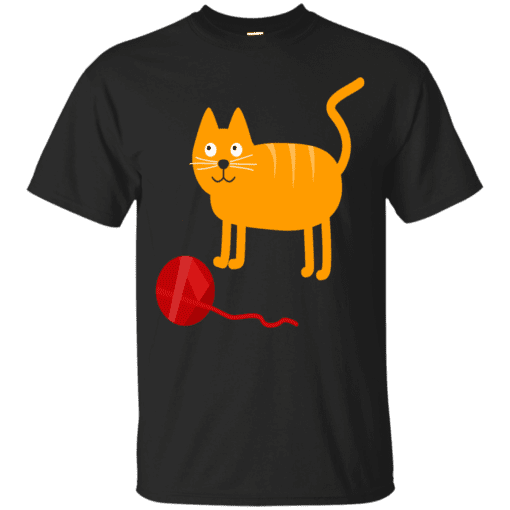 Funny Vector Graphic Lovely Cat Playing With Ball funny cats Cotton T-Shirt