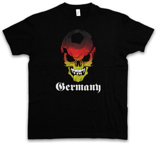 German Soccer Germany Classic Soccer Skull Flag - Deutschland Hooligan T Shirt