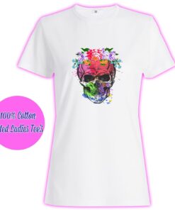 Gothic Skull Woman Ladies Girls Tumblr Skeleton Biker Chick 5 Sugar T Shirt
