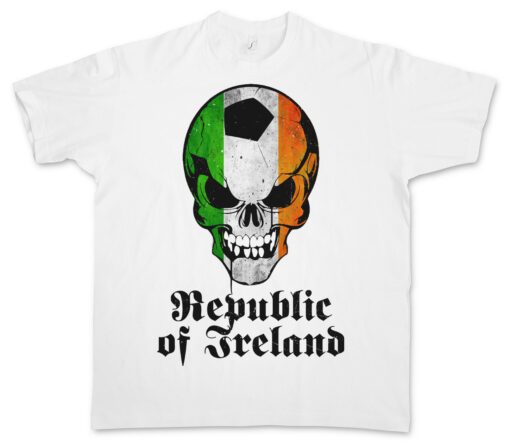 Irish Republic Of Ireland Football Skull Flag - Hooligan T Shirt