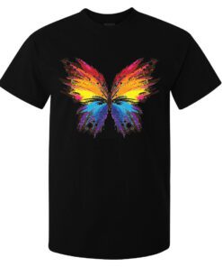 Men Colorful Butterfly Abstract Nature Of Art (Women Available) Black T Shirt