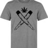 Men Marijuana Cigarettes Crossed Weed Black Graphic (Woman Available) Gray T Shirt