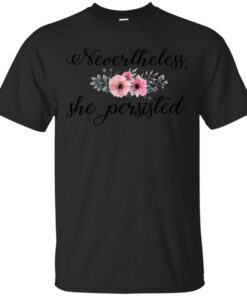Nevertheless she persisted floral black Cotton T-Shirt