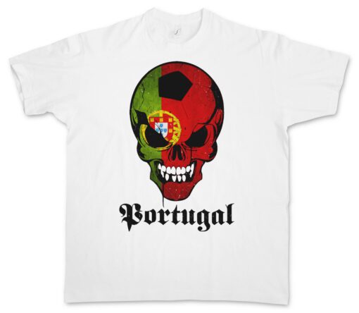 Portugal Football Skull Flag - Hooligan Fan Banner T Shirt