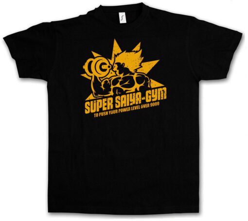 Saiya Black Super Gym Vintage Tee - Dragonball Z Son Goku Goten Ball Roshi T Shirt