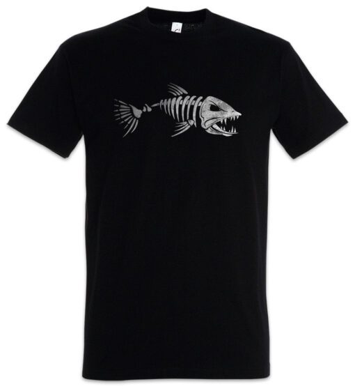 Skeleton Fisher Sea Fishing Rod Pole Fish Bone River And Line Hunting T Shirt
