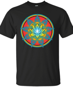 Sunset Summer Sunset Lotus Mandala Cotton T-Shirt