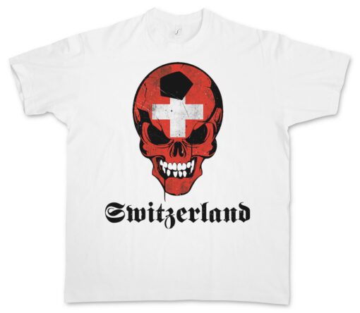 Switzerland Football Skull Flag - Hooligan Fan T Shirt