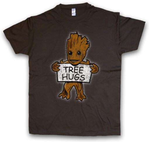 Tree Hugs Groot Guardians Comedy Film Fun Baby Tree Galaxy T Shirt