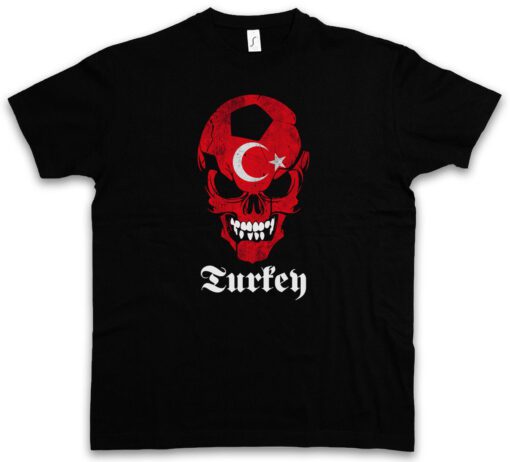 Turkey Football Skull Flag - Türkiye Fan Hooligan T Shirt