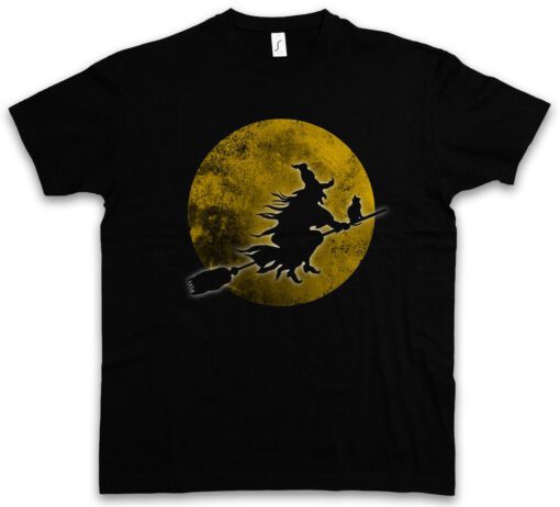 Witch Moon Walpurgis Night Halloween Cat Broom Broom Blocksberg T Shirt